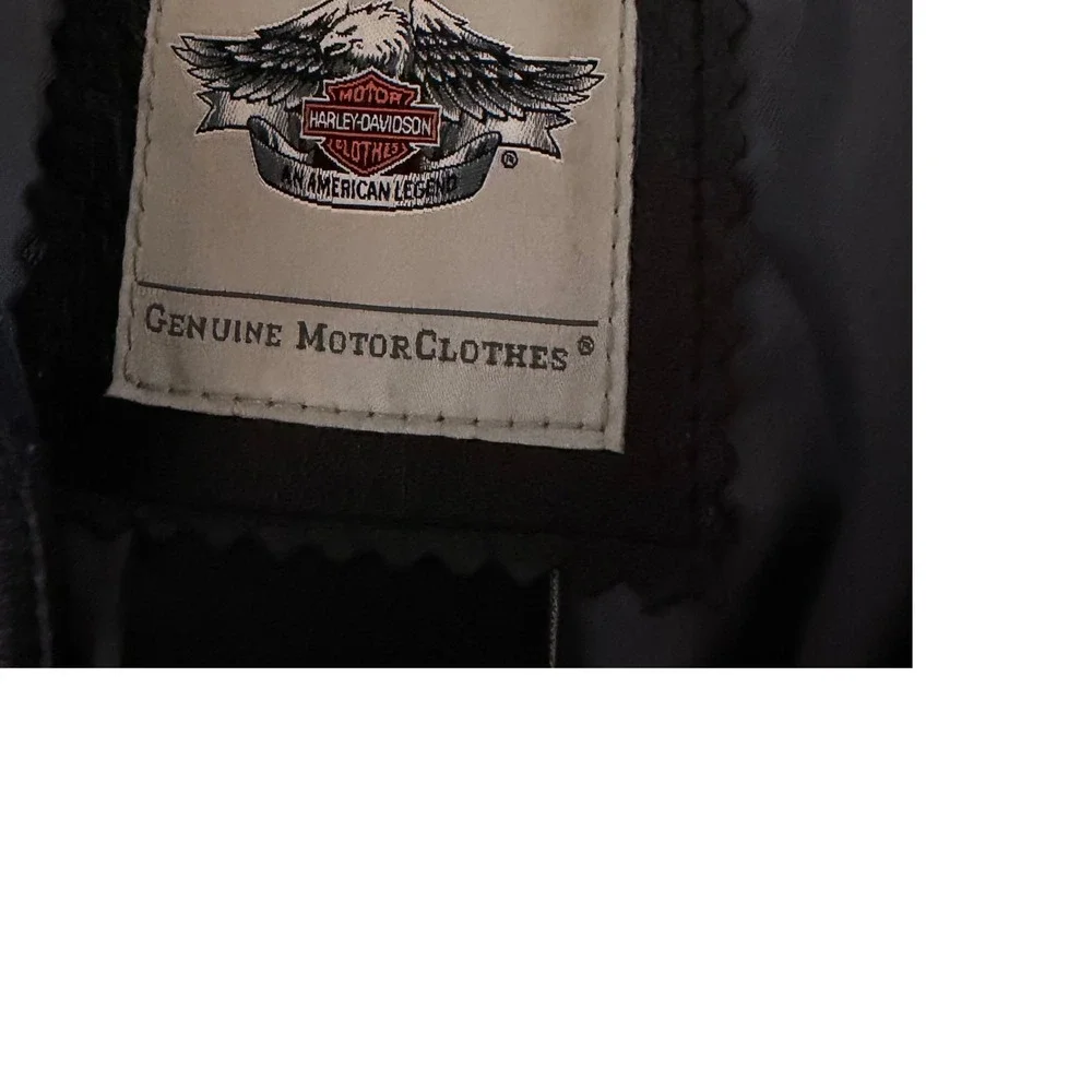 Harley-Davidson Womens Black Leather Studded Wing‎ Motorcycle Jacket Black L